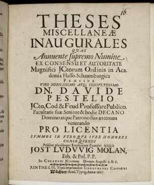 Theses Miscellaneae Inaugurales