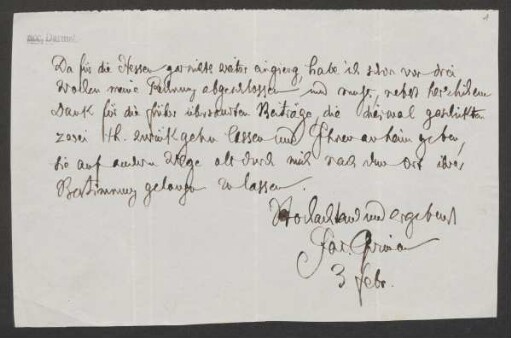 Brief an Unbekannt : o.D. [3.2.o.J.]