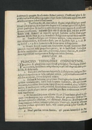 Disputatio III. De Principio Theologiae Cognoscendi.