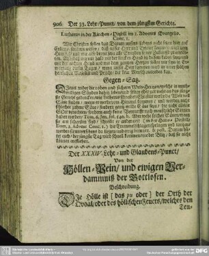 Der XXXIV. Lehr- und Glaubens-Punct. Von der Höllen-Pein, und ewigen Verdammnis der Gottlosen