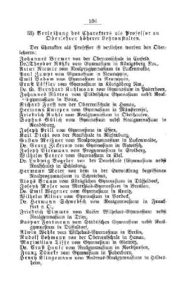 Verleihung des Charakters als Professor an Oberlehrer höherer Lehranstalten : [D. Höhere Lehranstalten]