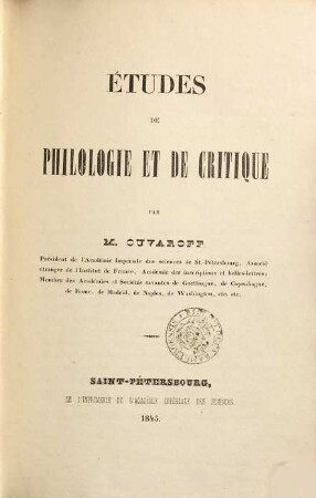 Études de philologie et de critique