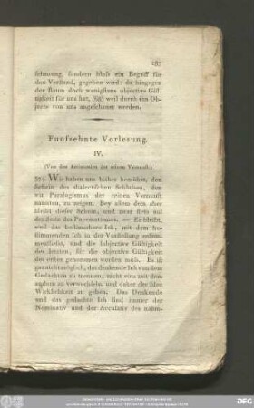Funfzehnte Vorlesung.