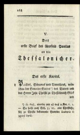 V. Der erste Brief des Apostels Paullus an die Thessalonicher.