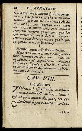 Cap. VIII. De Zodiaco.
