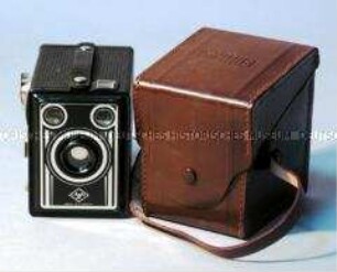Fotoapparat Agfa Box (Box 50), mit Ledertasche