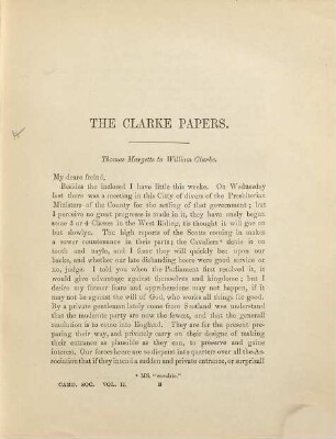 The Clarke papers : selections from the papers of William Clarke, secretary to the Army, 1647 - 1649 ..., 2