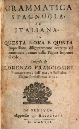 Grammatica spagnuola ed italiana