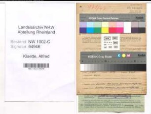 Entnazifizierung Alfred Klaette, geb. 30.09.1903 (Ingenieur)