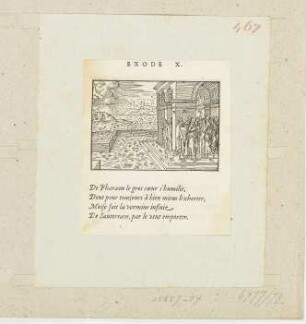 Ende der Heuschreckenplage, aus: Claude Paradin, "Quadrins historiques de la Bible", Lyon 1558