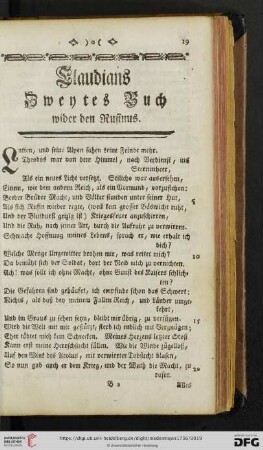 Claudians Zweytes Buch wider den Rufinus