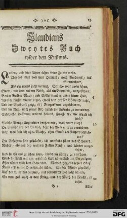 Claudians Zweytes Buch wider den Rufinus