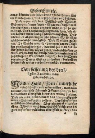 Von besserung des dreissigsten Artickels/ mangels/ und felhs.