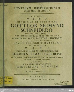Lentarum Obstructionum Theoriam Delineat