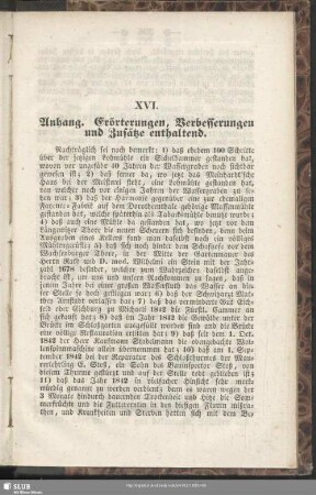 XVI. Anhang. Erörterungen, Verbesserungen und Zusätze enthaltend