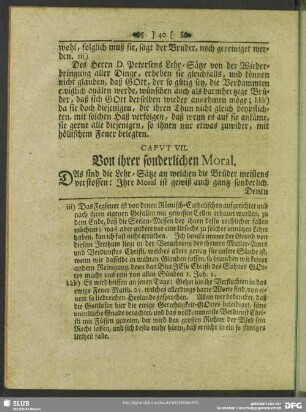 Caput VII. Von ihrer sonderlichen Moral