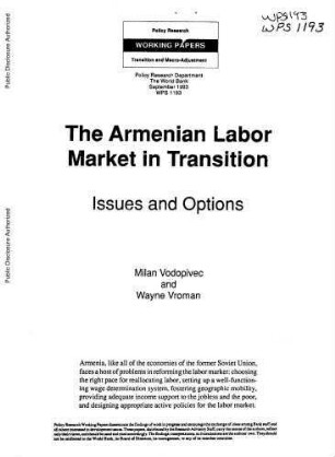 The Armenian labor market in transition : issues and options