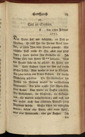 15. Carl an Sophien. K .. den 15ten Februar 1755.