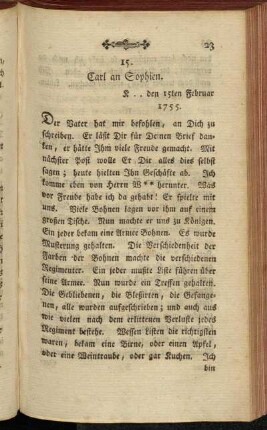 15. Carl an Sophien. K .. den 15ten Februar 1755.