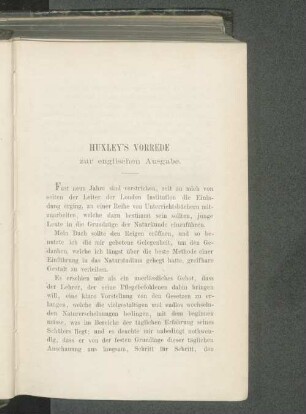 Huxley's Vorrede zur englischen Ausgabe.