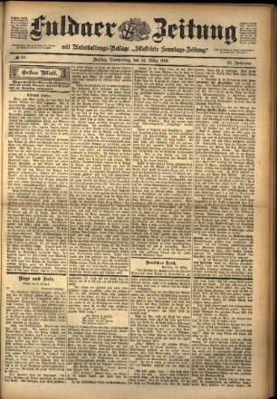 Erste Ausgabe vom Donnerstag, den 24. März 1898.
