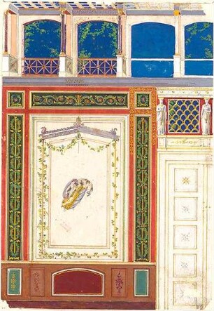 Gärtner, Friedrich von; Athen (Griechenland); Königliche Residenz (Athener Schloss) - Wanddekoration im Schlafzimmer der Königin (Ansicht)