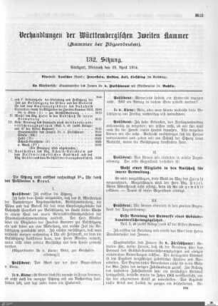132. Sitzung, Stuttgart, 29.4.1914