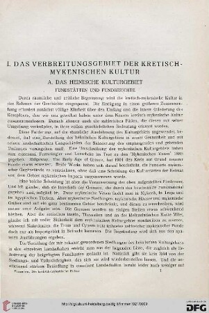I: Das Verbreitungsgebiet der kretisch-mykenischen Kultur