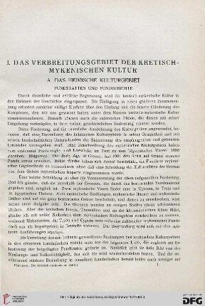 I: Das Verbreitungsgebiet der kretisch-mykenischen Kultur