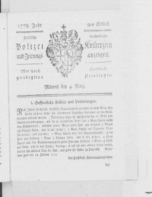 9tes Stück., Ausgabe vom 4. März 1778