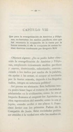 Capítulo VIII. Que para la evangelización de América y Filipinas, ...