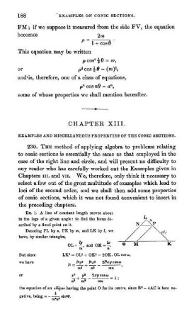 Chapter XIII. Exampless and miscellaneous properties of the conic sections.