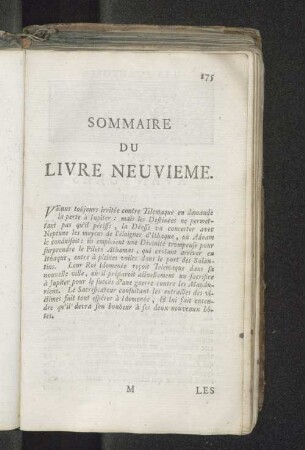 Sommaire du livre neuvieme.