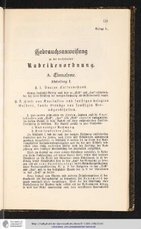 Gebrauchsanweisung zu der vorstehenden Rubrikenordnung.
