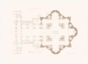 Petersdom, Rom: Grundriss (aus: Baukunst d. Renaissance in Italien u. Spanien, hrsg. v. Zeichenaussch. d. Stud. d. TH Berlin, 1875)