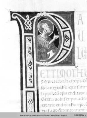 Bibel : Historisierte Initiale P: Apostel