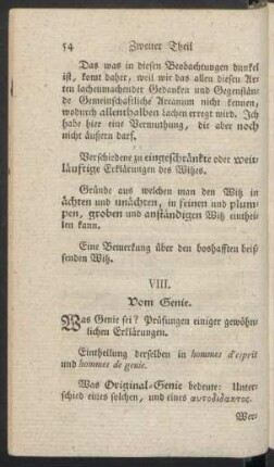 VIII. Vom Genie