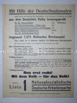 Propagandaflugblatt der NSDAP zur Reichstagswahl im November 1932 mit Polemik gegen die DNVP