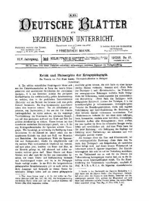 Kritik und Philosophie der Kriegspädagogik : (Fortsetzung)