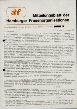 Mitteilungsblatt der Hamburger Frauenorganisation