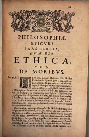 Epicvri Philosophia, 3. Philosophiae Epicvri Pars Tertia, Qvae Est Ethica, Seu De Moribvs