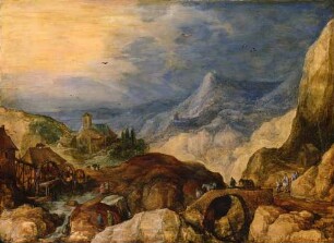 Berglandschaft mit Wassermühle