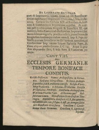 Caput VIII. De Ecclesiis Germaniae Tempore Bonifacii Conditis.