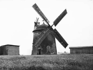 Lorenzkirch gegenüber Strehla. Turm-Windmühle. 1945 ausgebrannt, als Scheune benutzt
