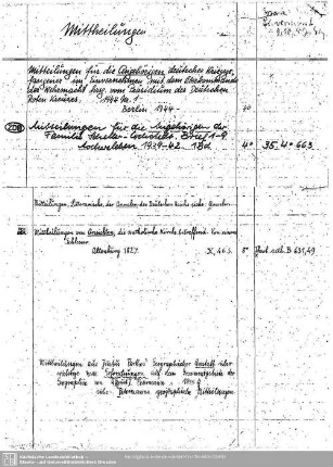 Mittheilungen Angehörigen