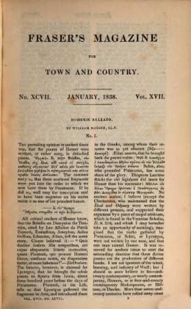 Fraser's magazine for town and country. 17. 1838, Jan. - June
