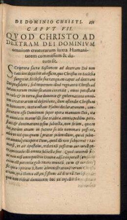 Caput VII. Quod Christo Ad Dextram Dei Dominium omnium creaturarum ...