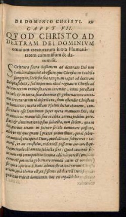 Caput VII. Quod Christo Ad Dextram Dei Dominium omnium creaturarum ...