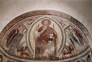 Christus als Weltenrichter, umrahmt von Heiligen und den Evangelistensymbolen