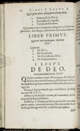 Liber Primus. Quinam Loci explicantur in primo Libro?